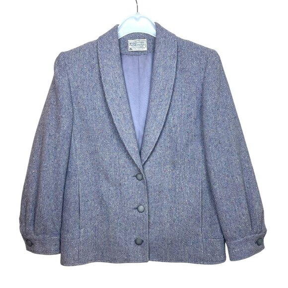Vtg Miss Pendleton Women's M 100% Virgin Wool Lavender Tweed Blazer Career - Picture 1 of 13